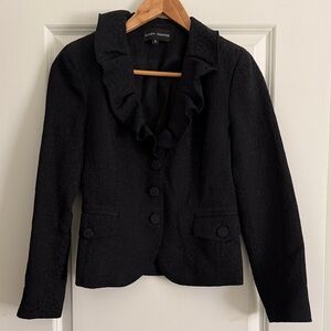 Elegant Black Ruffled Blazer